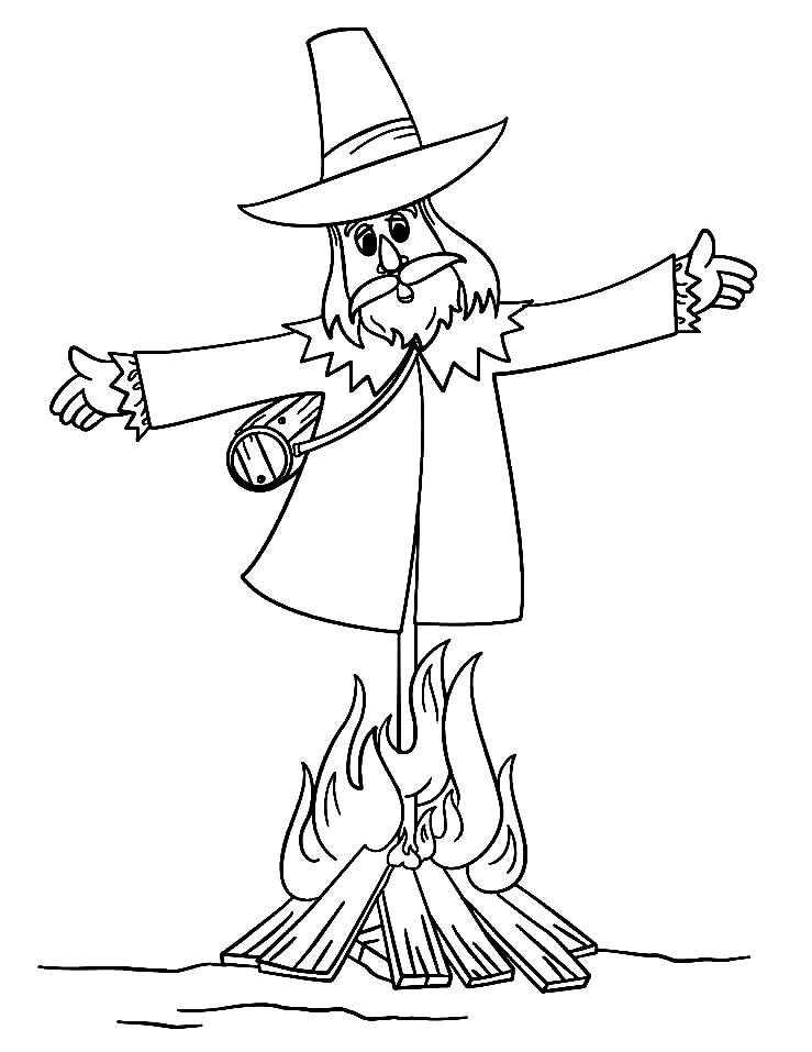 Guy Fawkes Effigy Burning Coloring Page