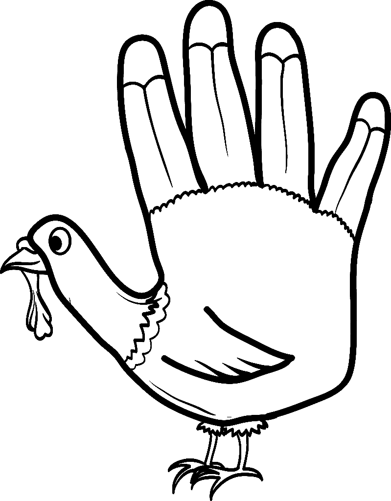 Hand Shaped Turkey Coloring Page