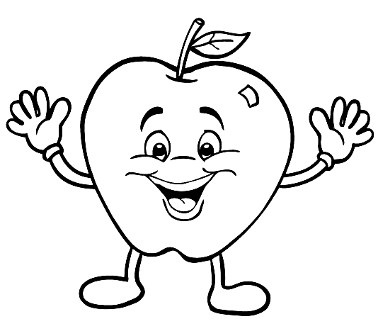 Happy Apple for Kids Coloring Page