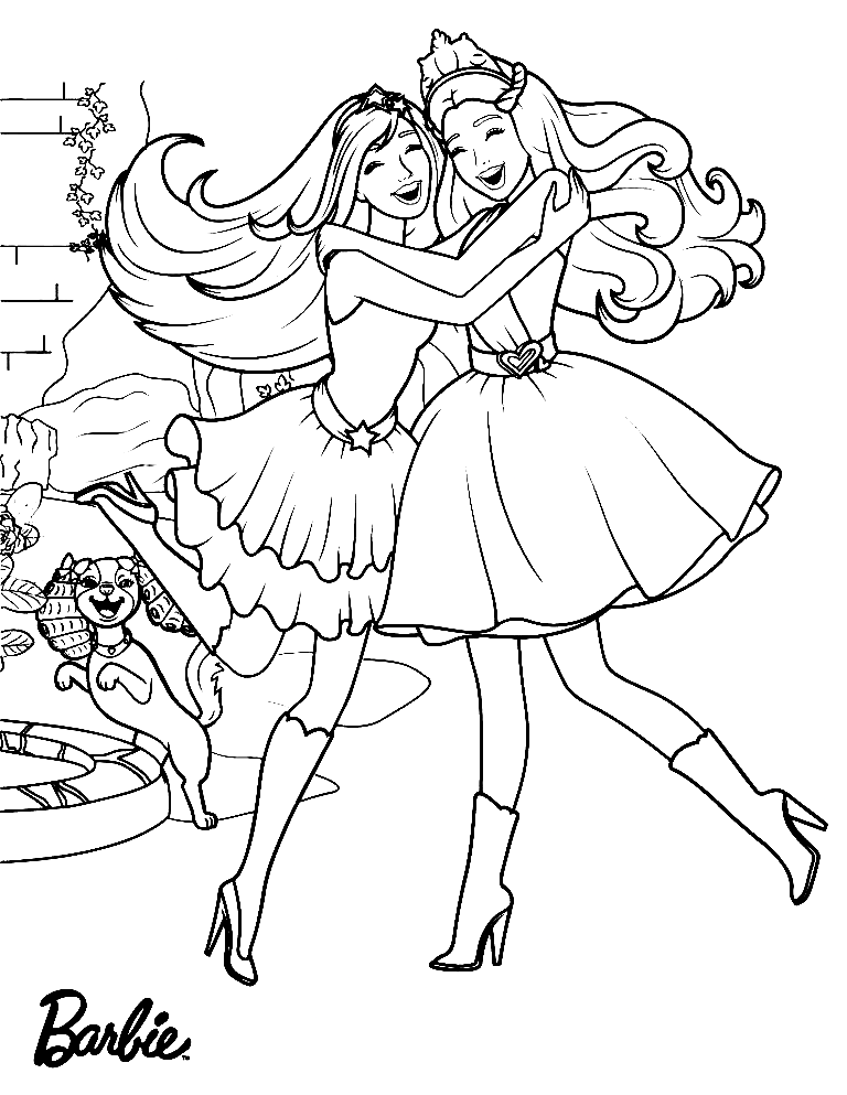 Happy Barbie Coloring Page