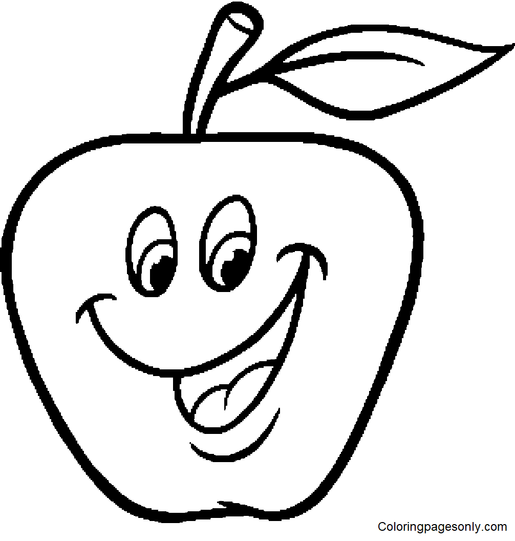 Pomme de dessin animé heureuse d'Apple