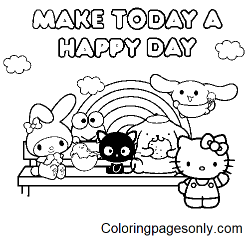 Happy Day Sanrio Coloring Pages