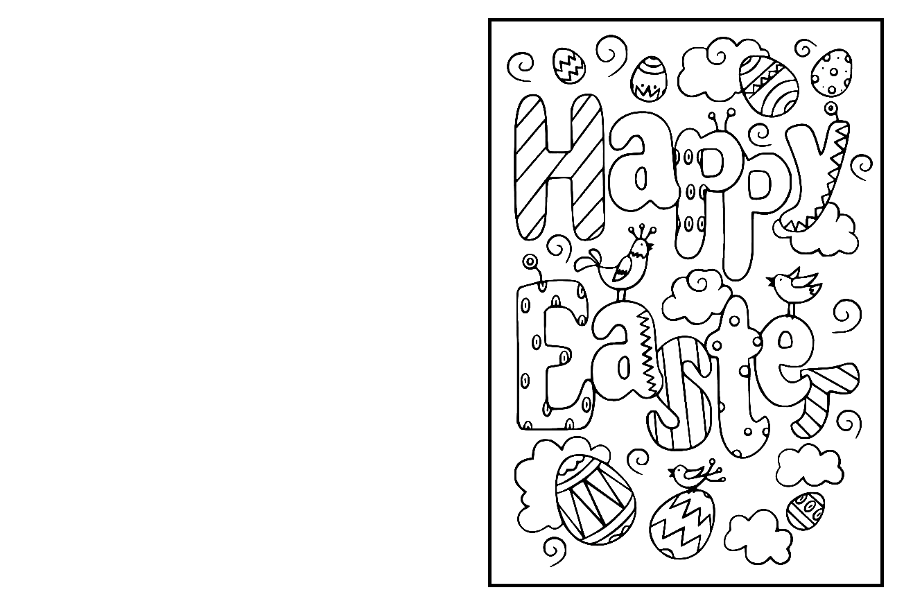 Happy Easter Card Free Coloring Page