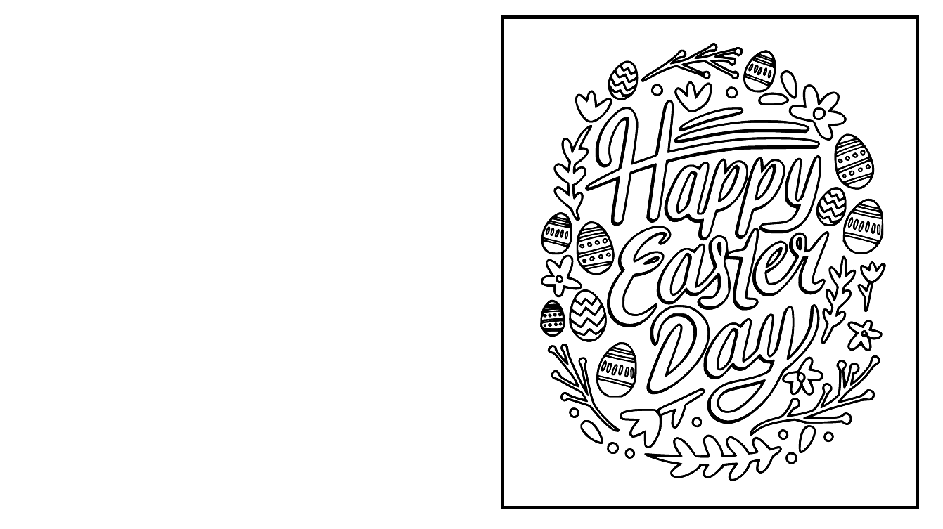 Happy Easter Day Card Coloring Page