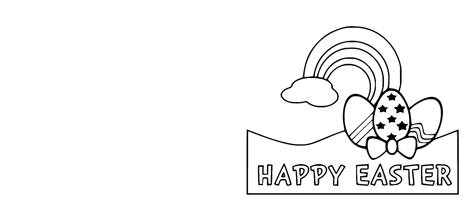 Happy Easter with Rainbow Card Coloring Page