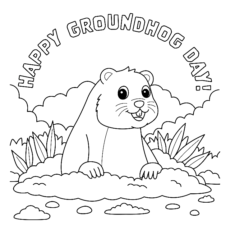 Happy Groundhog Day color Coloring Pages