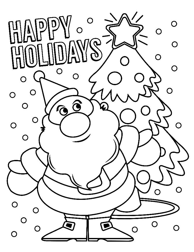 Happy Holidays Christmas Coloring Page