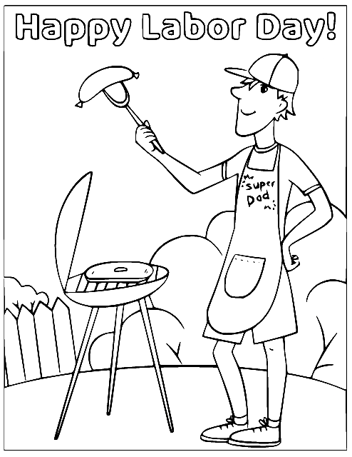 Happy Labor Day Card Coloring Page