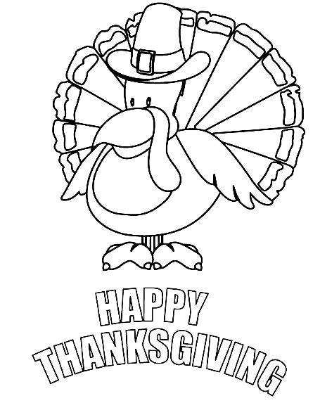 Happy Thanksgiving Turkije voor kinderen kleurplaat