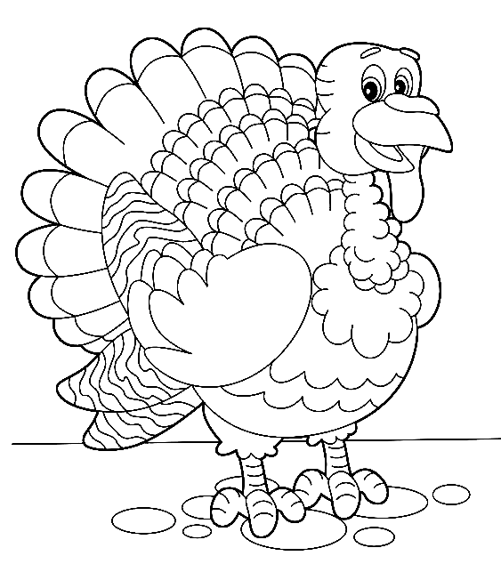 Happy Turkey Coloring Page