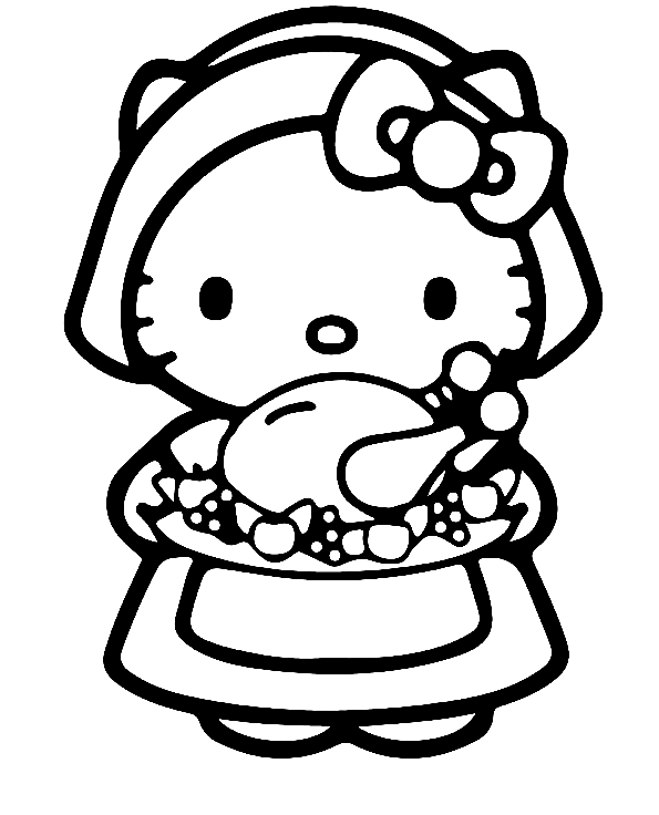 Hello Kitty And Food Coloring Page