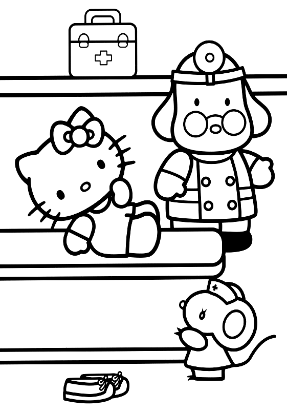 Hello Kitty At The Doctor Coloring Page - Free Printable Coloring Pages