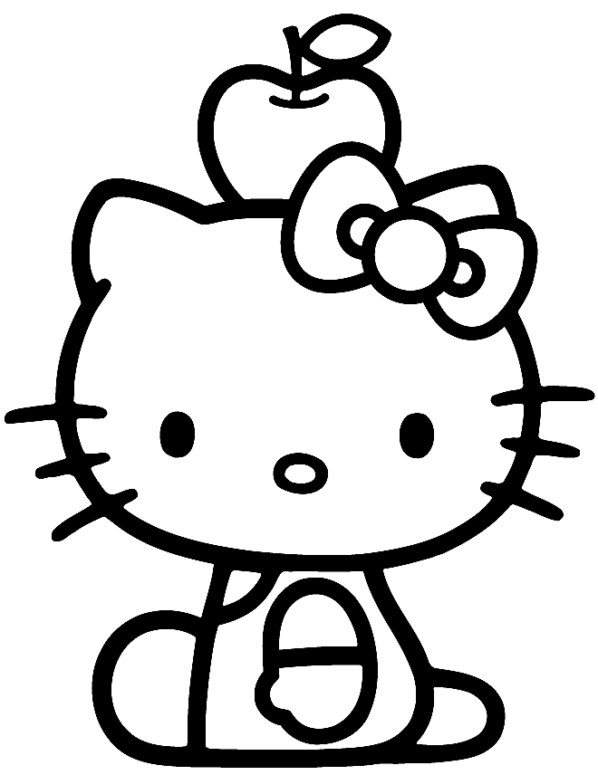 Hello Kitty Балансирует яблоко на голове из Hello Kitty