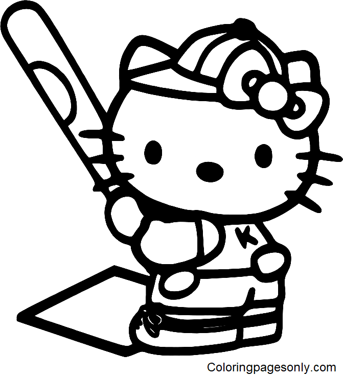 Hello Kitty Baseball Coloring Page