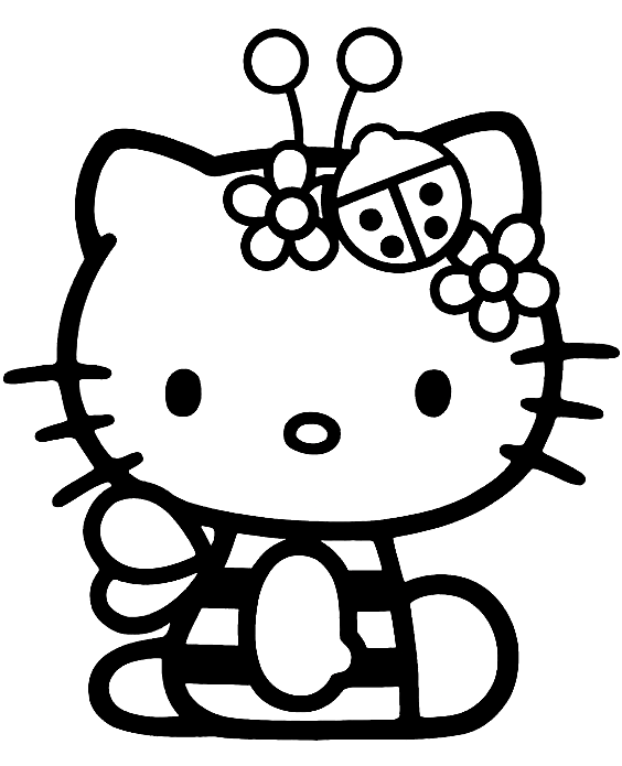 Hello Kitty Bee Coloring Page