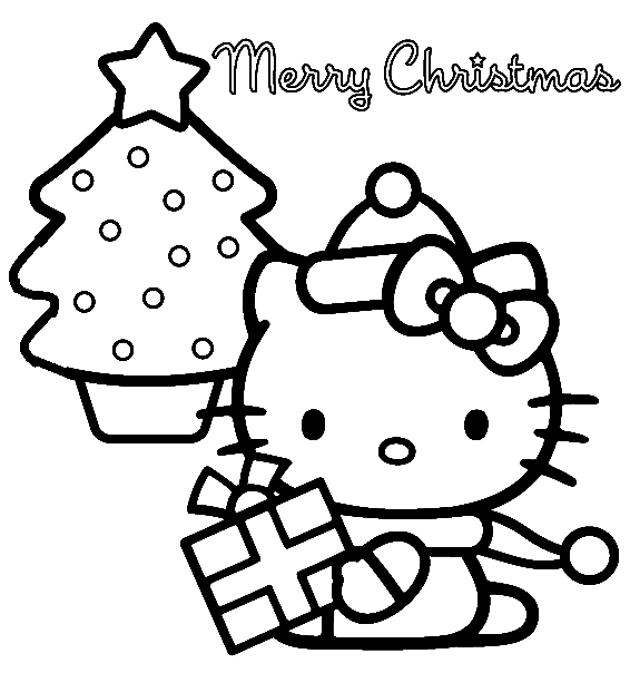 Página para colorir Hello Kitty Christmas 3