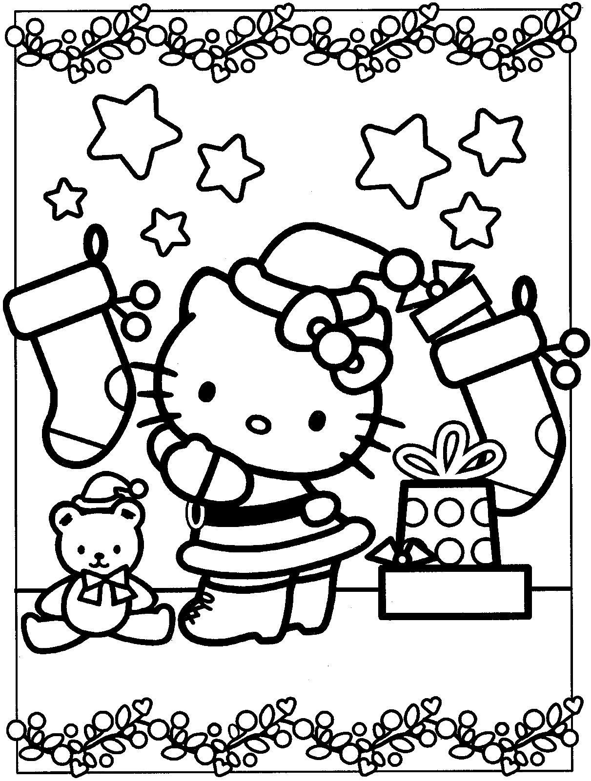 Coloriage Hello Kitty Décoration Noël