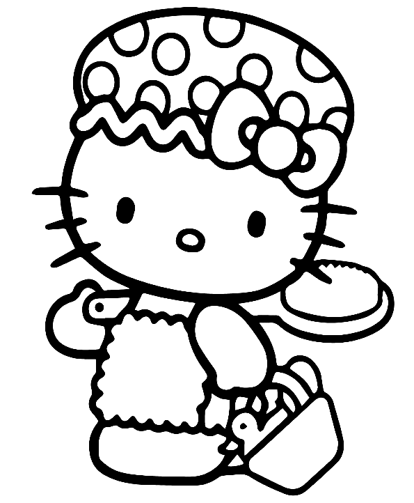 Hello Kitty Go To Bathe Coloring Page