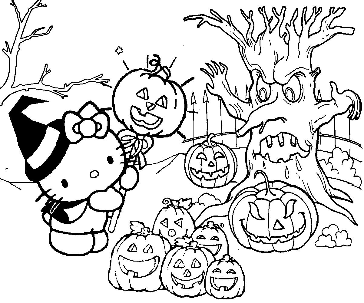 Hello Kitty Halloween 1 para colorir