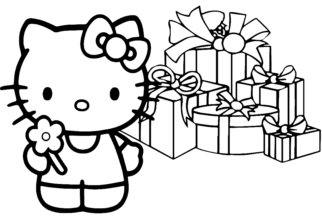 Hello Kitty Happy Christmas Coloring Pages