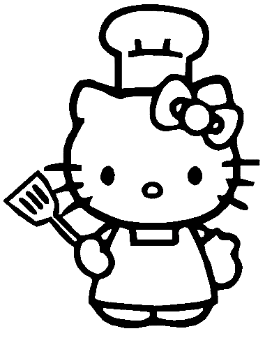 Hello Kitty im Kochkostüm zum Ausmalen