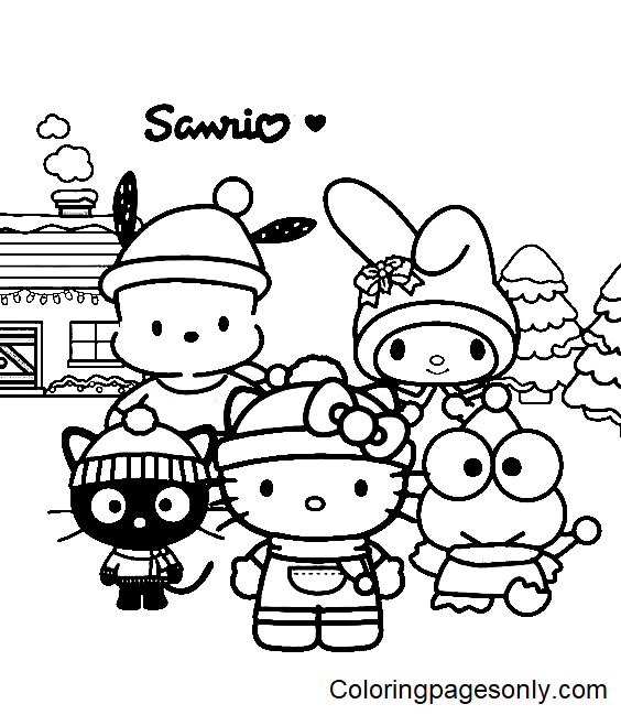 Hello Kitty, Keroppi, My Melody, Chococat, Pochacco dos personagens da Sanrio