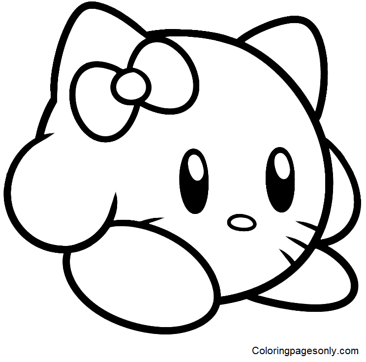 Hello Kitty Kirby kleurplaat