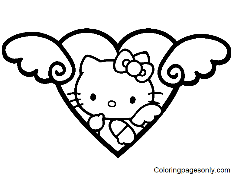 Bonjour Kitty Amour Coloriage