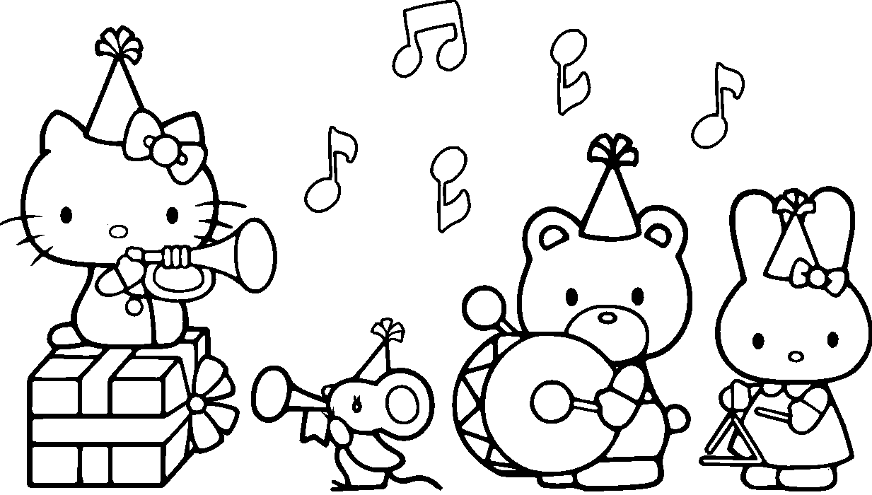 Hello Kitty 音乐着色页