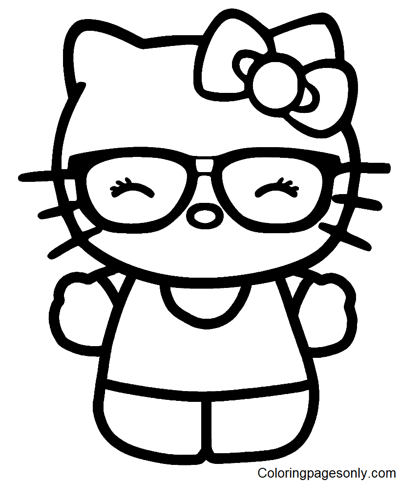Coloriage hello kitty nerd 1