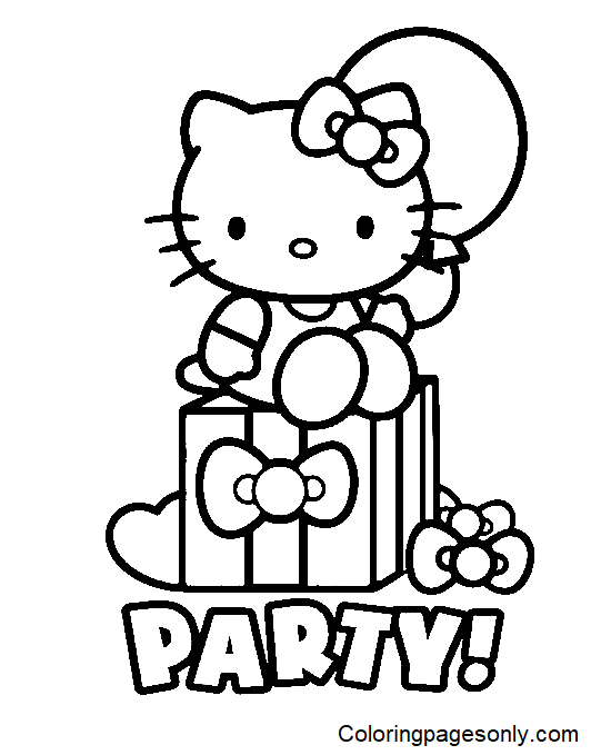 birthday hello kitty coloring pages