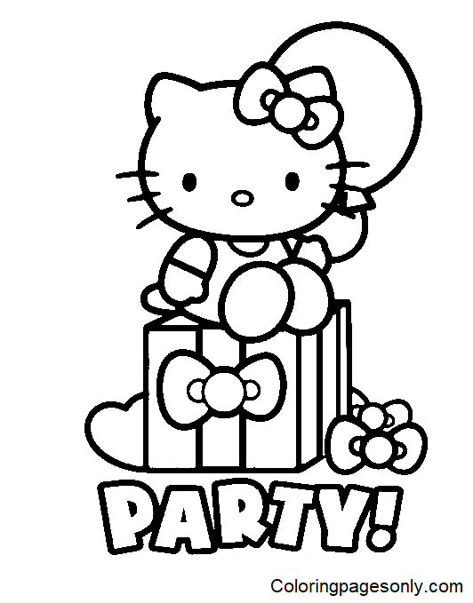 Hello Kitty Birthday Coloring Pages