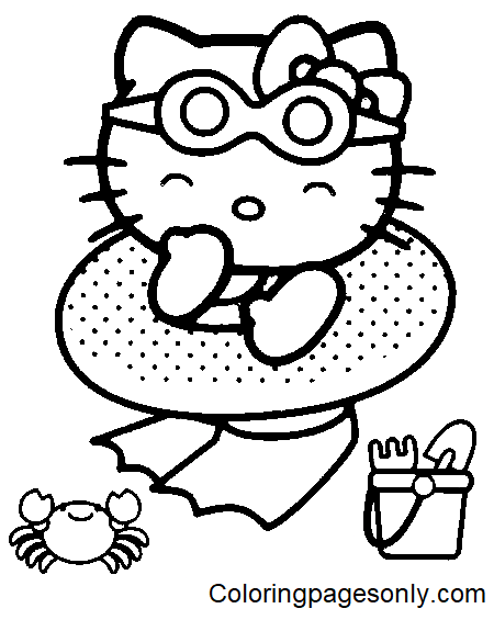 Hello Kitty Relax Coloring Page