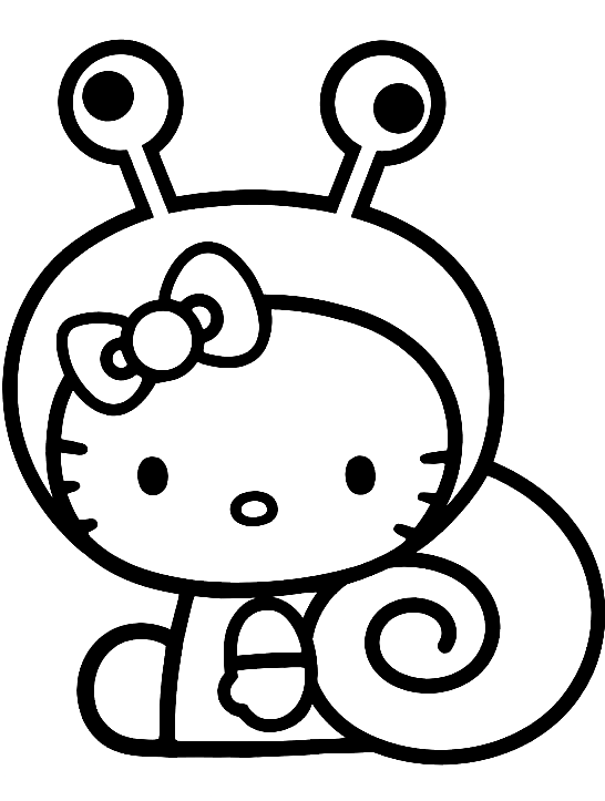 Hello Kitty Snail Coloring Page