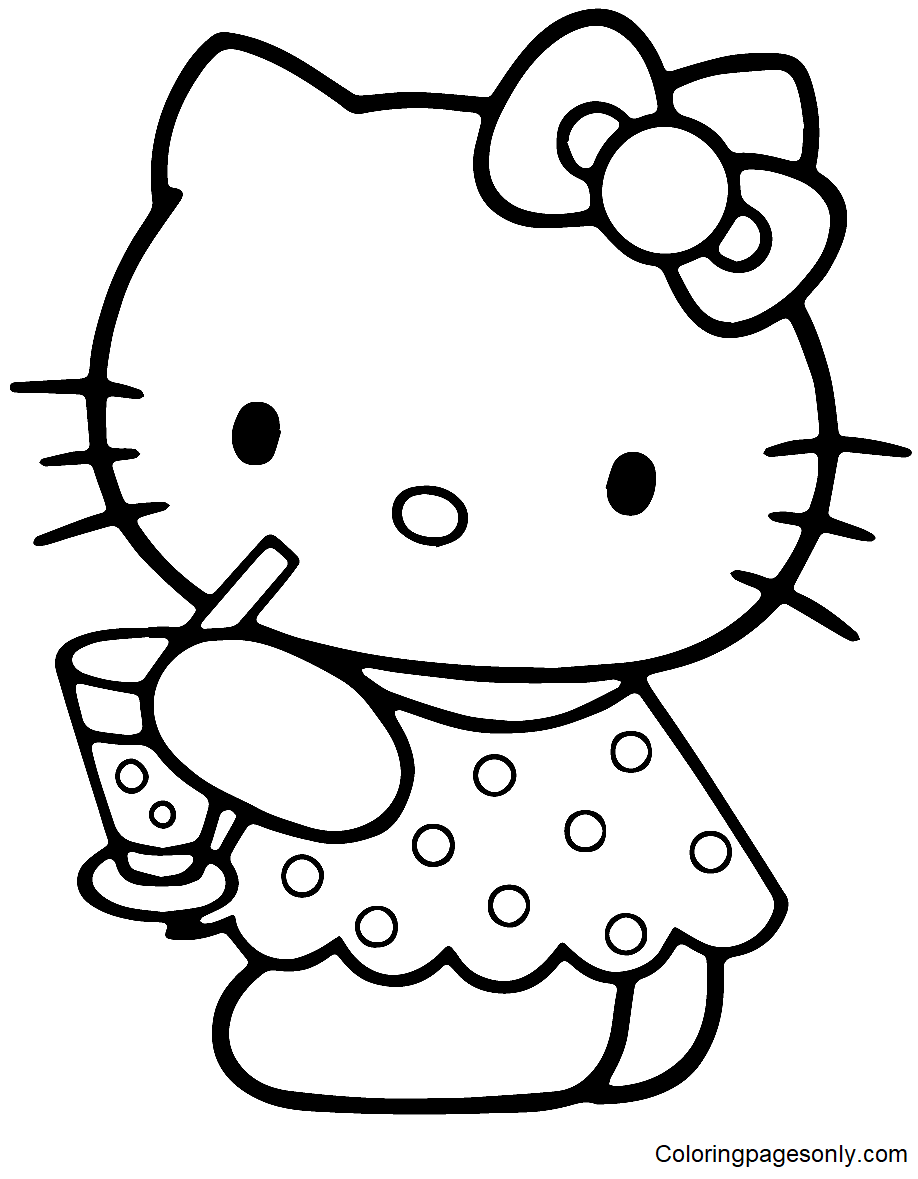 Hello Kitty Summer Coloring Pages