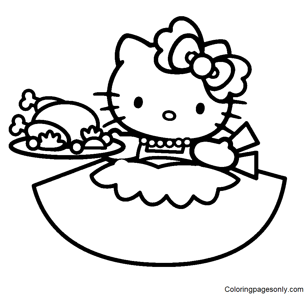 Hello Kitty Thanksgiving Coloring Page