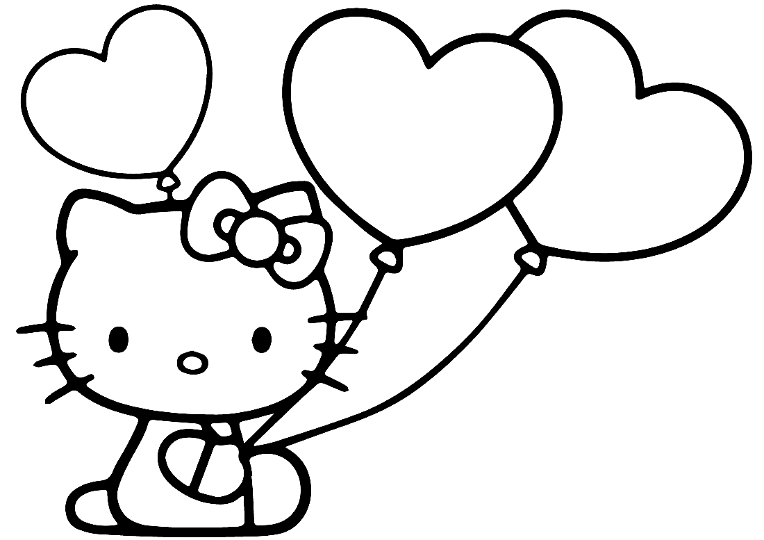 Hello Kitty с воздушными шарами-сердечками из Hello Kitty