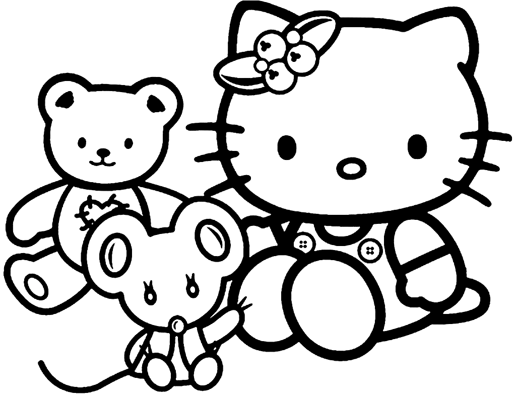 Hello Kitty With Her Toys Coloring Page