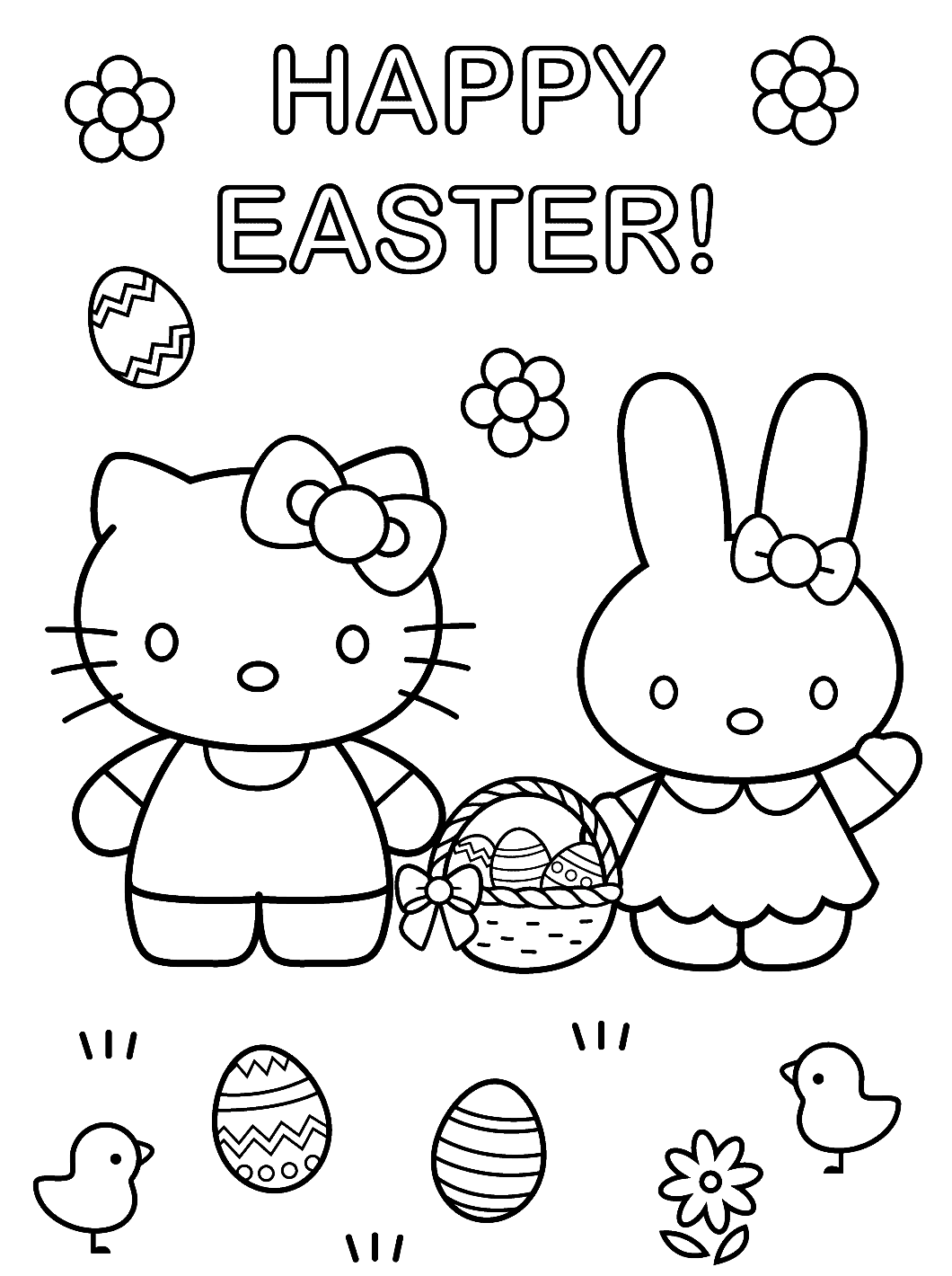 hello kitty happy easter coloring pages