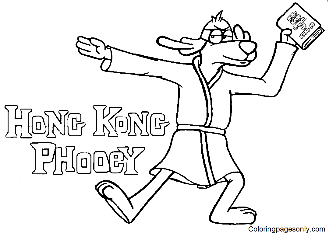 Hong Kong Phooey gooit een boek uit Hong Kong Phooey
