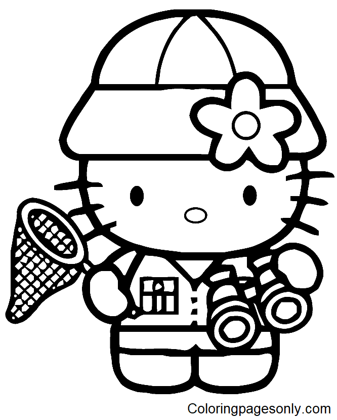 Hunter Hello Kitty Coloring Page