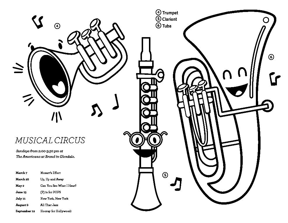 Ausmalbilder Jazz-Instrumente