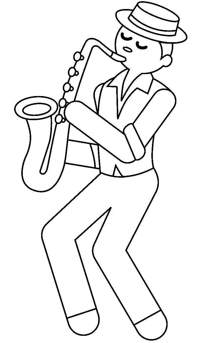 Jazzmuzikant Kleurplaat
