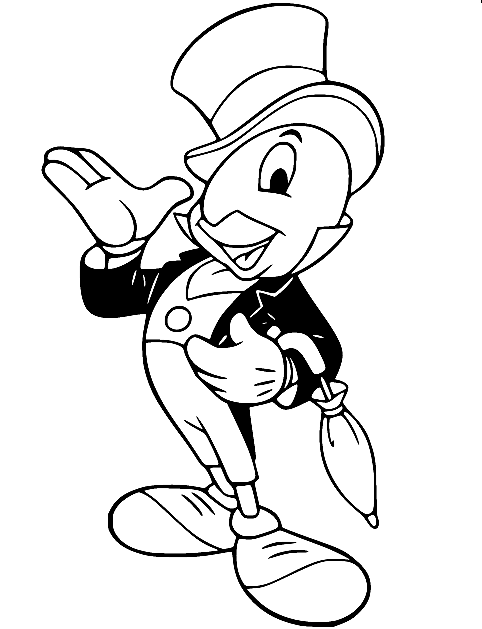 Pagina da colorare di grillo Jiminy