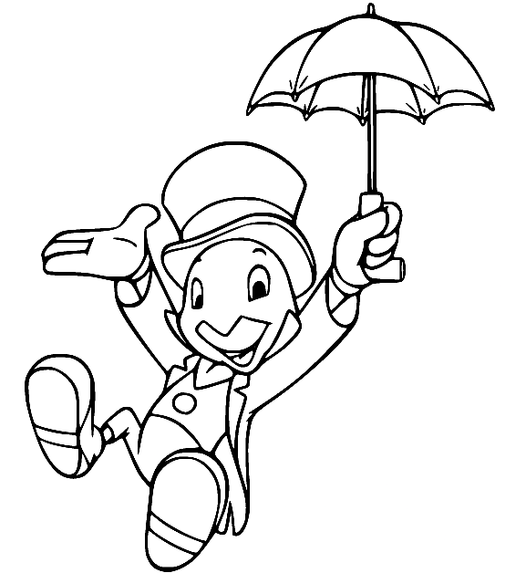 Jiminy unter dem Regenschirm von Pinocchio