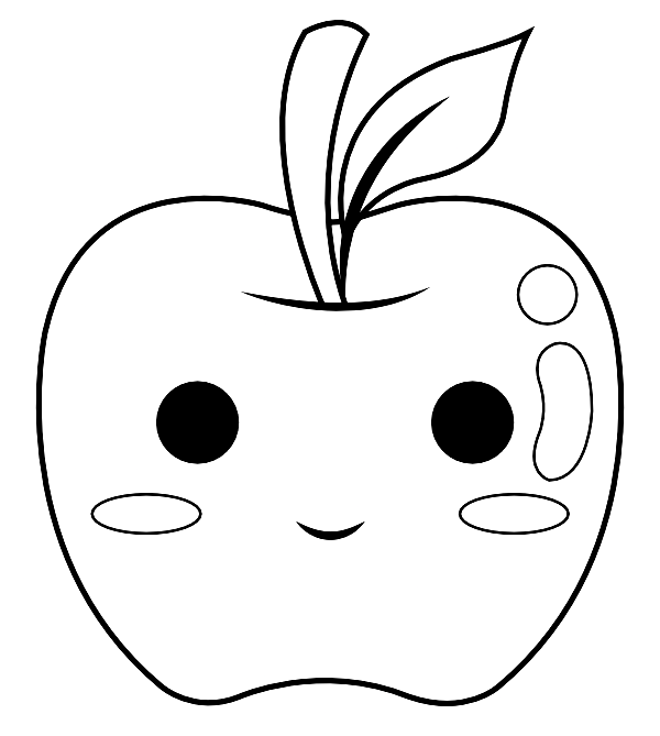Kawaii Apple Coloring Pages