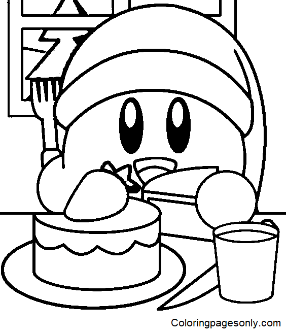 Kirby Christmas Coloring Page