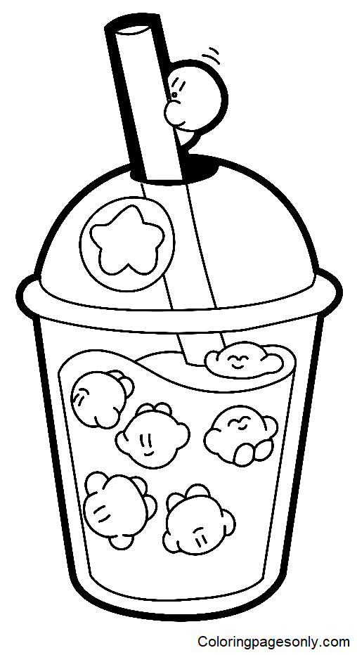 Kirby Drink Coloring Page