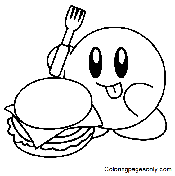 Кирби ест бургер из Kirby