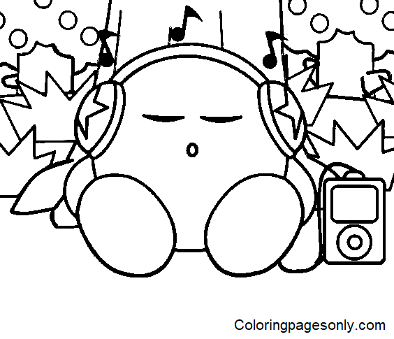 Kirby ouvindo música de Kirby